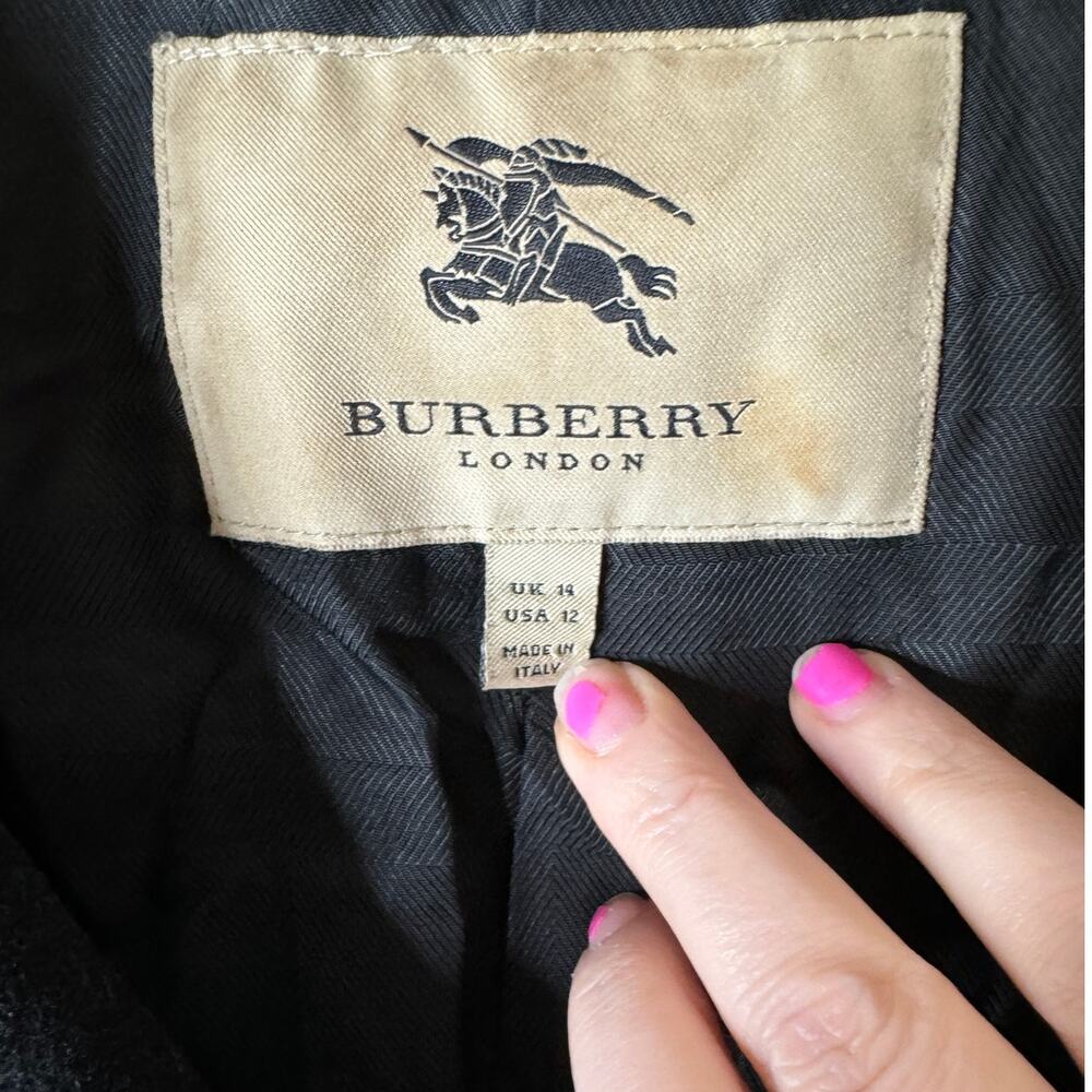 Burberry London Women UK 14 US 12 Black Wool Cashmere Stand Collar Long Coat - Picture 4 of 16